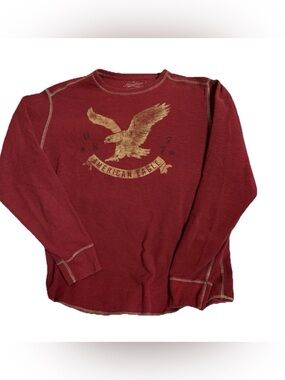 American Eagle Y2K Waffle Thermal Shirt Mens L Graphic Logo Skater Emo 2010s